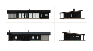 Elevation drawing of a Pluspuu Nauvo 116 m² holiday home